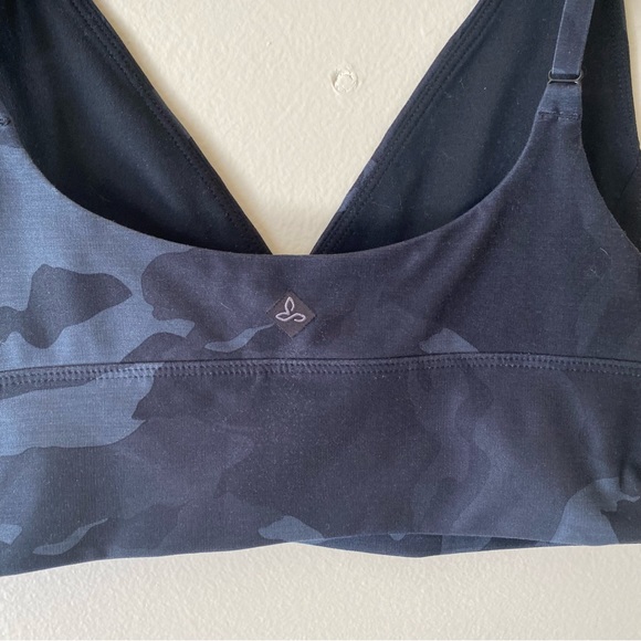 Prana Blue Camo Print V Neck Sports Bra - Picture 4 of 6